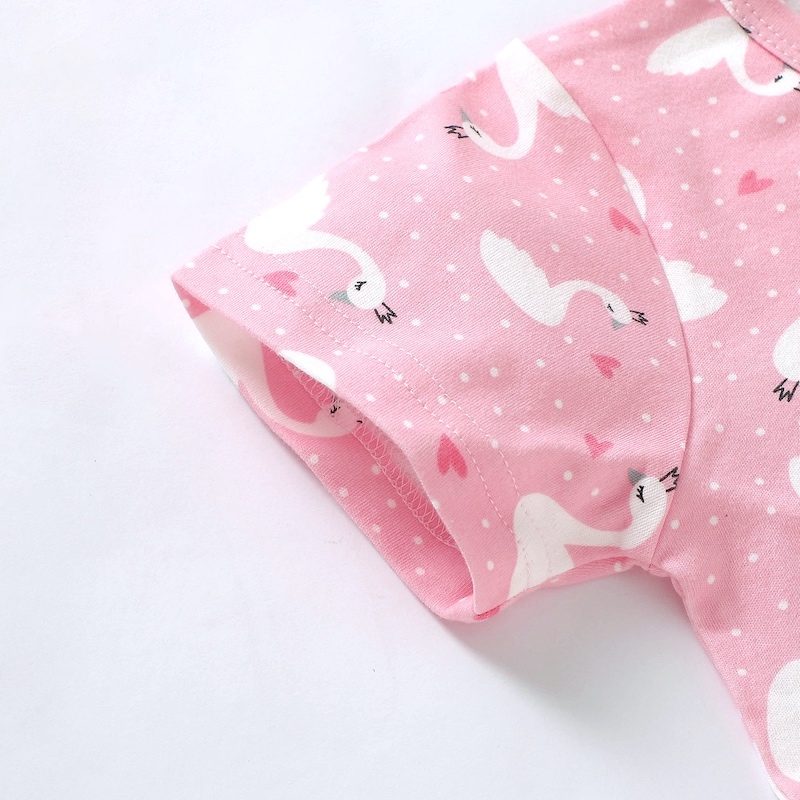 Pajama Set 2Y-7Y Organic Cotton O-neck Super Soft And Breathable Pink Swan HY6001-1